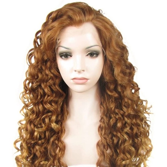 Honey BlondeLong Curly Lace Front Wigs main image 5